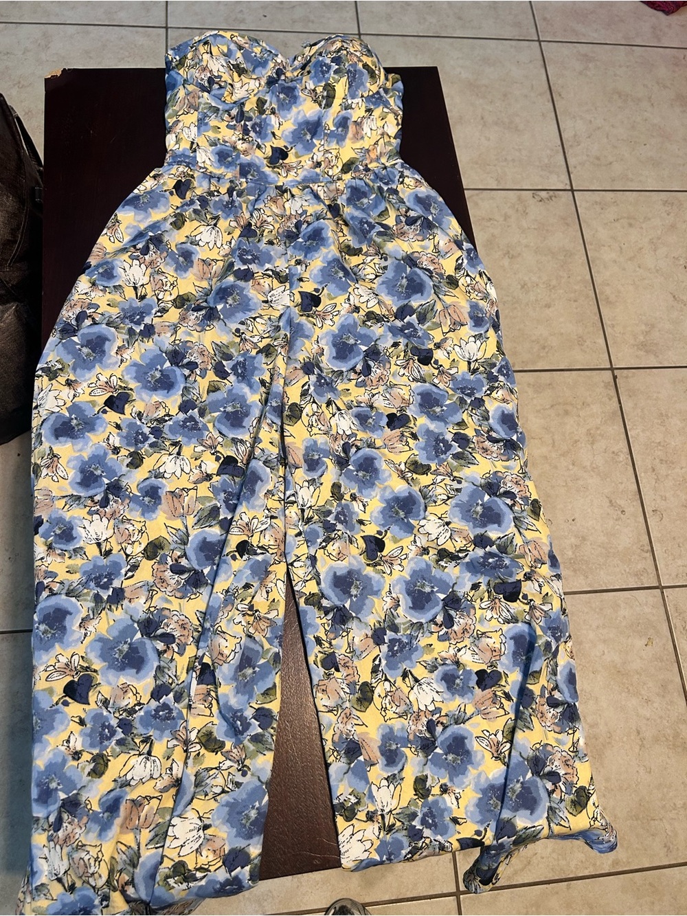 Floral Wide-Leg Jumpsuit in Blue & Yellow